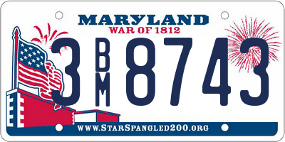 MD license plate 3BM8743