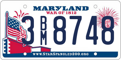 MD license plate 3BM8748