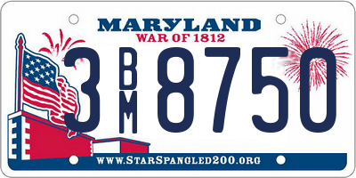 MD license plate 3BM8750