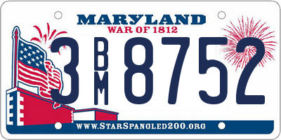 MD license plate 3BM8752
