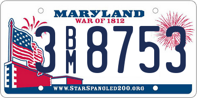 MD license plate 3BM8753