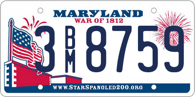 MD license plate 3BM8759