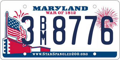 MD license plate 3BM8776
