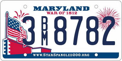 MD license plate 3BM8782