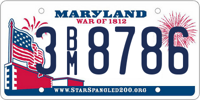 MD license plate 3BM8786