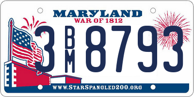 MD license plate 3BM8793