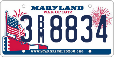 MD license plate 3BM8834