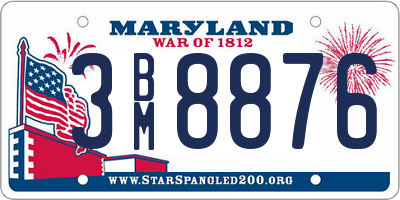 MD license plate 3BM8876