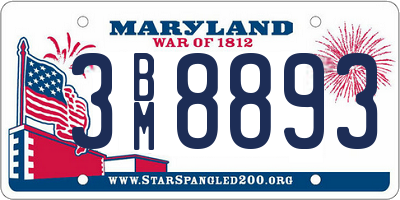 MD license plate 3BM8893