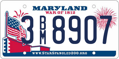 MD license plate 3BM8907