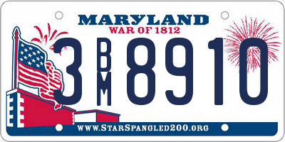 MD license plate 3BM8910