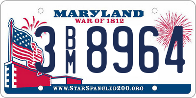 MD license plate 3BM8964