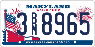 MD license plate 3BM8965