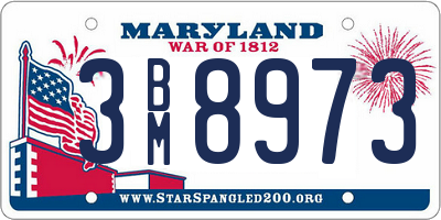 MD license plate 3BM8973