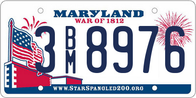 MD license plate 3BM8976