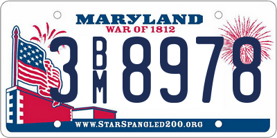 MD license plate 3BM8978