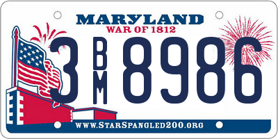 MD license plate 3BM8986