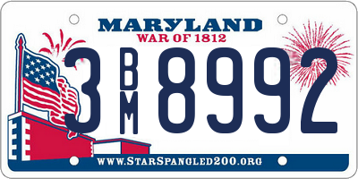 MD license plate 3BM8992