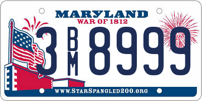 MD license plate 3BM8999