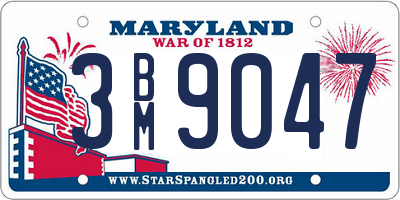 MD license plate 3BM9047