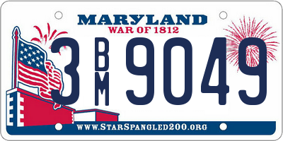 MD license plate 3BM9049