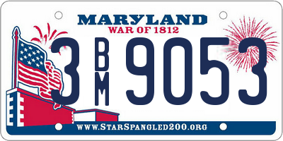 MD license plate 3BM9053