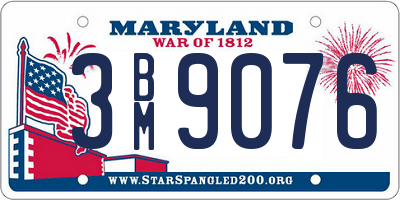 MD license plate 3BM9076