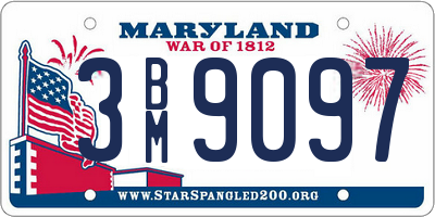 MD license plate 3BM9097
