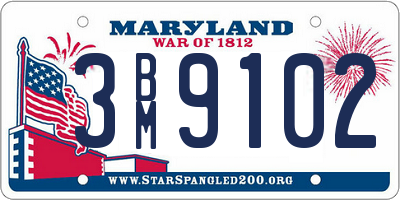 MD license plate 3BM9102