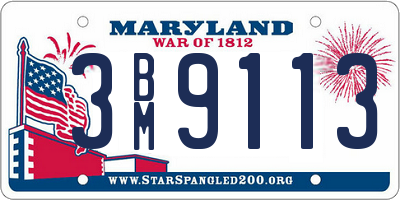 MD license plate 3BM9113