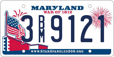 MD license plate 3BM9121