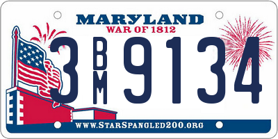MD license plate 3BM9134