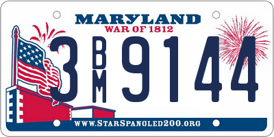 MD license plate 3BM9144