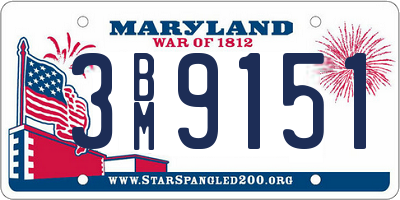 MD license plate 3BM9151