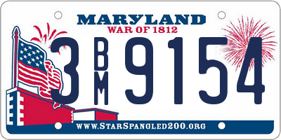 MD license plate 3BM9154