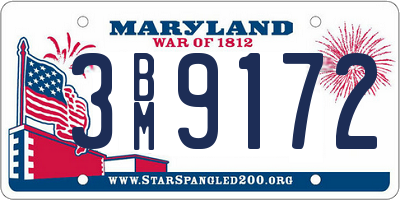 MD license plate 3BM9172