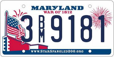 MD license plate 3BM9181