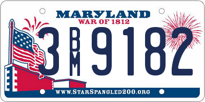 MD license plate 3BM9182
