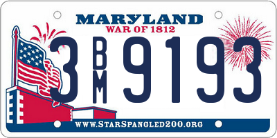 MD license plate 3BM9193