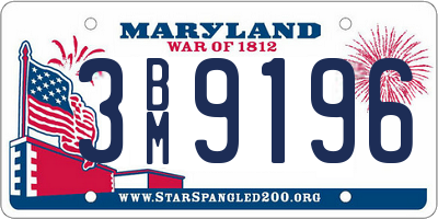 MD license plate 3BM9196