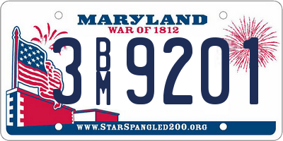 MD license plate 3BM9201