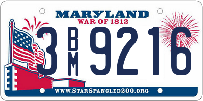 MD license plate 3BM9216