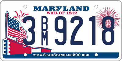 MD license plate 3BM9218