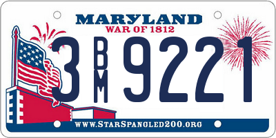 MD license plate 3BM9221
