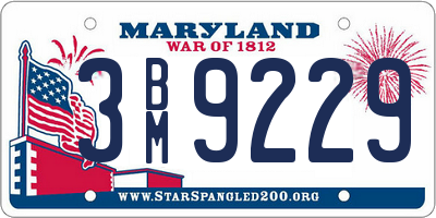 MD license plate 3BM9229