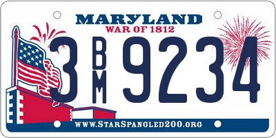MD license plate 3BM9234