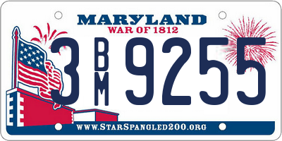 MD license plate 3BM9255