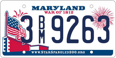 MD license plate 3BM9263