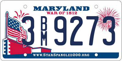 MD license plate 3BM9273