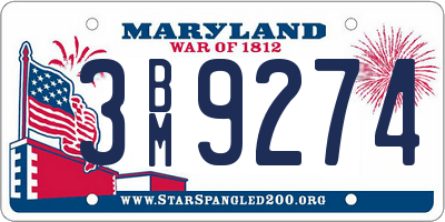 MD license plate 3BM9274